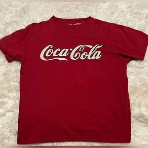 COCA COLA Women's Red Raised Lettering Short Sleeve Tee Sz. Medium